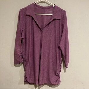 Eddie Bauer Purple Heather V neck long sleeve shirt. Size 2XL